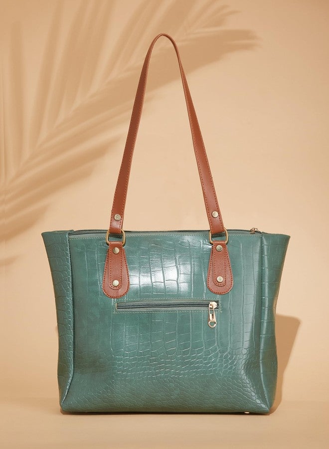 Fargo PU Women's Stylish Handbag (Green) - Image 5
